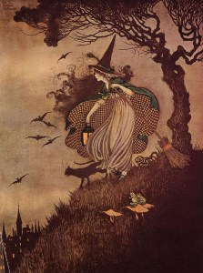 'The Little Witch' illustration from Elves and Fairies by Ida Rentoul Outhwaite. 1916.